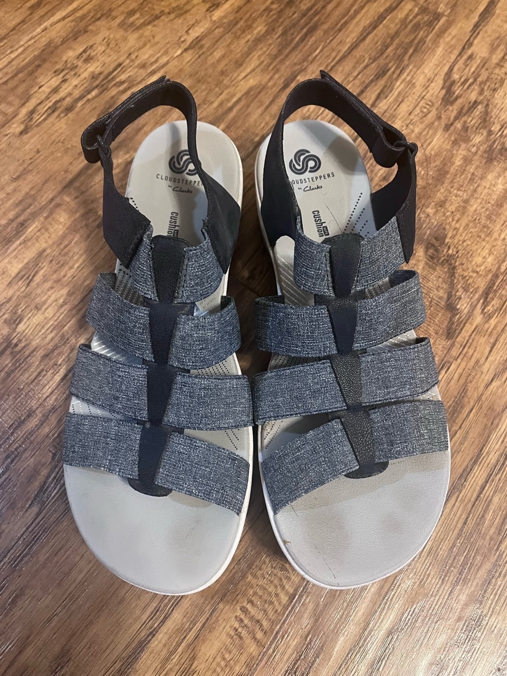 Clarks Gray Multi-Strap Cloudsteppers Sandals